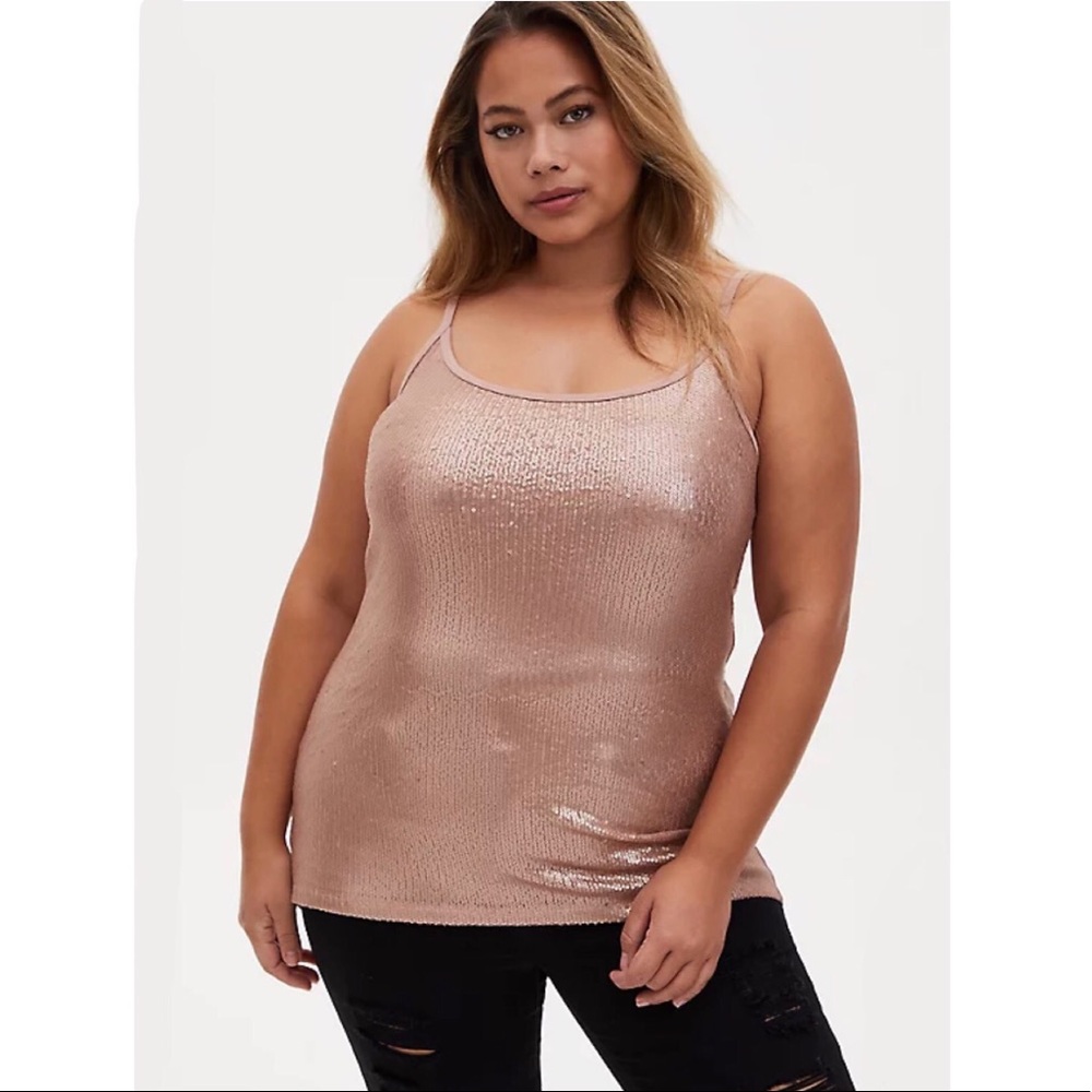 Torrid Rose Gold Sequin Scoop Neck Foxy Cami - torrid size 3 (3X)